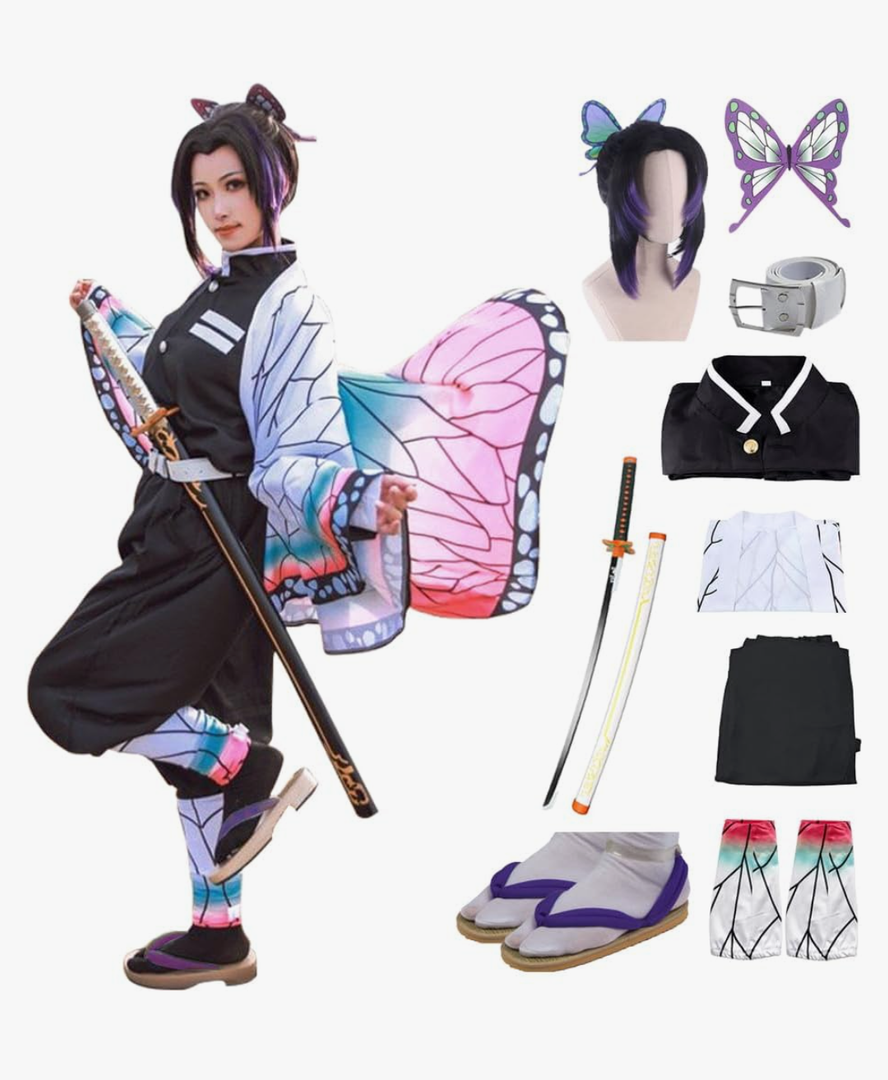 Full Set Men Anime Cosplay Costume For Tanjiro Party Role Costume Kimono Outfit Including Shoes Wig Sword
