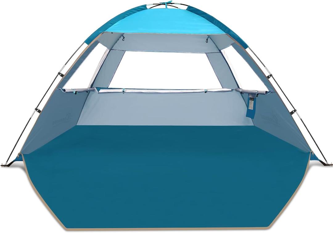 COMMOUDS Beach Tent Sun Shade for 3/4/6/8 Person, UPF 50+ Beach Sun Shelter Canopy Tent, Lightweight, Easy Set Up and Carry