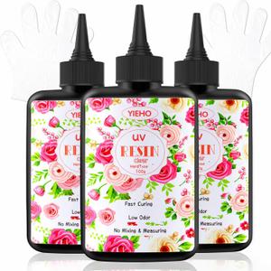 300g UV Resin,Upgraded Hard Type Crystal Clear Epoxy Resin Up Premixed UV Cure for Craft Jewelry Making