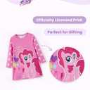 My Little Pony Girls A Line Long Sleeve Skirt Dress Unicorn Graphic Cute Fall Winter Outfit for Baby Toddler Kids 2-6 Years (Pink Pie-pink)
