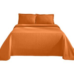 Superior Cotton Fleur De Lis Bedspread Set, Warm Blankets, All-Season Bedding, Bedroom Decor, Decorative Boho Medallion Coverlet, Includes 1 Bedspread, 2 Pillow Shams, Queen, Mandarin