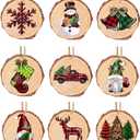 Wooden Christmas Tree Hanging Ornaments, 9Pcs Snowman Gnome Wood Xmas Ornaments for Tree, 2024 Christmas Decorations Party Supplies