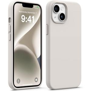 AOTESIER Compatible with iPhone 14 Case, Full Body Food-Grade Silicone Wear-Resistant, Anti-Drop Protection with Soft Anti-Scratch Microfiber Lining Phone Case for iPhone 14, 6.1 inch, Stone
