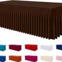 Smiry Spandex Tablecloth, Elastic Fitted Stretch Tablecloth for 6FT Rectangle Tables, Waterproof Washable Table Cover Skirt for Outdoor, Wedding, Banquet & Parties (Coffee, 72Lx30Wx30H Inch)