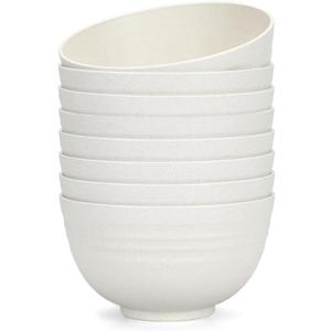 Homestockplus 24 Oz Unbreakable Cereal Bowls Set of 8 - Microwave & Dishwasher Safe Wheat Straw Fiber Bowls for Soup, Rice, Salad - Eco-Friendly and Robust Non Ceramic (Beige)