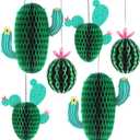 KatchOn, Hanging Cactus Centerpieces - Pack of 6, Cactus Party Decorations | Cactus Honeycomb, Fiesta Party Decorations | Cactus Classroom Decor, Desert Party Decorations | Mexican Party Decorations