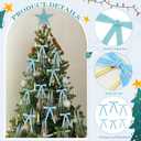 38 Set Blue Velvet Christmas Bow Decor Set 36 Vintage Velvet Ribbon Bows 1 Flocking Star Tree Topper 5000 Strands Tinsel Icicles for Holiday Crafts Gift Wrapping Xmas Tree Wreaths Door Home Decor