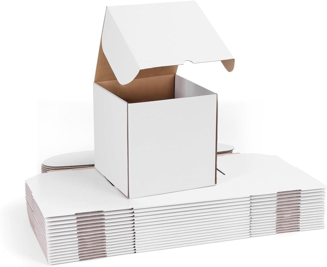 WIFTREY 15 Pack 8X8X8 Small Shipping Boxes, White Corrugated Cardboard Box 8''x8''x8'' for Mailing Packing Shipping