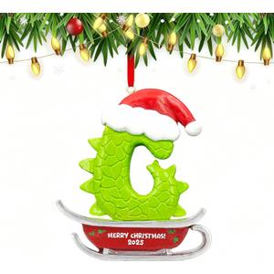 26 Letter Ornaments for Christmas Tree Decoration,Personalized Letters Ornaments, Initial Christmas Ornament, Hanging DIY Letter Xtmas Dinosaur Ornament, Gifts for Family Friends (G)