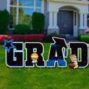 Jetec Graduation Yard Sign Class of 2025 Grad Yard Sign Graduation Decoration 2025 Lawn Sign Large Glitter Waterproof Grad Sign with Stake for Graduation Party Outdoor Garden Supply(Blue)