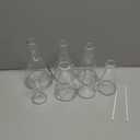 7 Pack Glass Erlenmeyer Flask Set with Glass Stirring Rod, 7 Sizes, 50ml, 100ml, 150ml, 200ml, 250ml, 300ml, 500ml, Borosilicate Erlenmeyer Flasks with Printed Graduation for Lab Chemistry