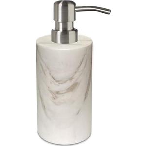 Marble Soap Dispenser with Rust Proof Stainless Steel Pump Refillable White Hand Soap Dispenser for Kitchen Bathroom Countertop-Lotion & Liquid Dispenser (White02)