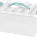 Xyskin 14 Quart Clear Storage Bins with Lid and Green Handle, Storage Latch Box/Bin Organizing Container