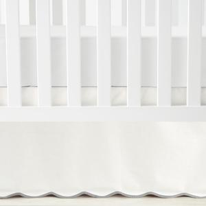 Lush Decor Coastal Chic Scalloped Edge Baby Crib Skirt Single 28" W x 52" L + 16" Drop Gray - White Crib Skirt - Baby Essentials - Coastal Nursery Decor