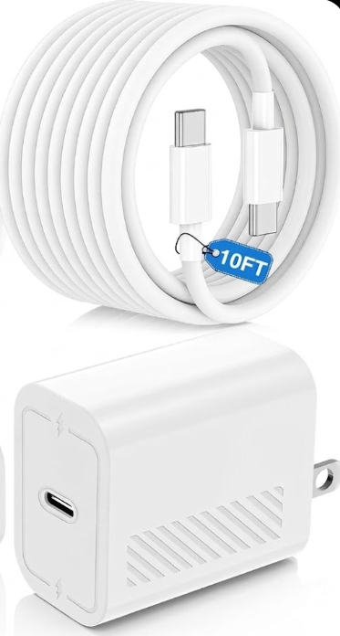 40W USB C Fast Charger for iPhone 17/ Air/16/15 Pro Max, 1Pack 10FT Type C Charger Block & Cable, PD 3.0 Super Fast Charging for iPad Pro MacBook Air/Pro M1/M2, AirPods (White)