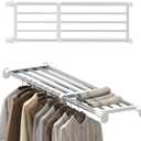 Hershii Tension Shelf Expandable Rod Closet System Heavy Duty Clothes Hanger Adjustable DIY Storage Organizer Shoe Rack (23.62 - 39.37 inches, Ivory)