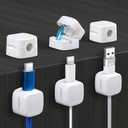 4 Pack Magnetic Cable Clips [Cable Smooth Adjustable] Cord Holder, Under Desk Cable Management, JOYROOM Adhesive Wire Holder Keeper Organizer for Home Office Desk Phone Car Wall Desktop Nightstand