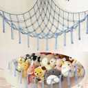 Stuffed Animal Storage Hammock Large Toy Hammock Net for Stuffed Animals Corner - Blue Plush Stitch Stuff Huggy Wuggy Toy Storage Room Decor (Standard(41.5"L x 55.2"W x 41.5"H))