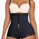 SHAPELLX Fajas Colombianas Shapewear for Women Tummy Control Postpartum Body Shaper Butt Lifting Open Bust Bodysuit (Medium, A1-Black)