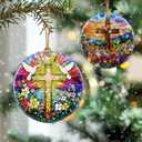 7 x Cross Ornament: Christmas Ornaments, Religious Christmas Decorations for Tree, Catholic Ornament & Christian Holiday Decor | Religious Cross Gifts, Christian Gifts - Design B