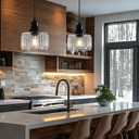 Vintage Pendant Lights Kitchen Island, Glass Kitchen Pendant Lighting Over Island, Farmhouse Pendant Light Fixtures for Kitchen Island, Bathroom, Bedroom, Dining Room, 2 Pack