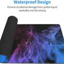 48x24in XXL Gaming Mouse Pad, Abstract Smoke Desk Mat, Blue Purple Extended Desk Pad, Non-Slip Rubber Base Waterproof Large Mousepad for Gaming & Office Setup