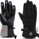 Snow Gloves, Waterproof Warm Ski Gloves Thermal for Winter, Fit Both Men & Women, Gift for Parent Child (M(Fit Kids 12-15 Years and Women Size M), Black)