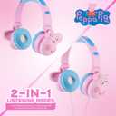 Peppa Pig - Kids Bluetooth Headphones, Wireless & Wired Over-Ear Headphones with Safe Volume, Adjustable Headband, Rechargeable Battery & Stereo Sound Perfect for School, Home, & Travel