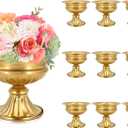 Gold Compote Vases for Centerpieces: 6.5 Inch, Set of 10