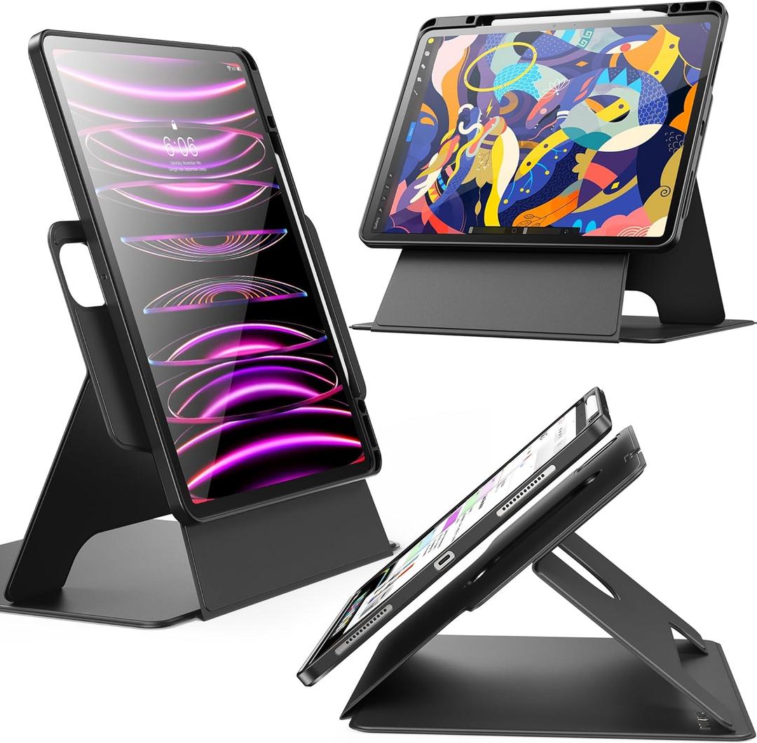 INFILAND for iPad Pro 12.9 Case 2022/2021/2020 (6th/5th/4th Gen), 12.9 inch ipad pro case, Removable Magnetic Cover, Vertical/Horizontal Adjustable Stand, Enhanced Viewing, Multiple Angles, Slate