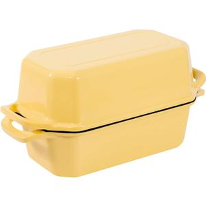 Bread Pan Cast Iron Loaf Pan with Lid Bread Loaf Pan 8.5x4.5 Inch Loaf Pan Enameled Cast Iron Sourdough Loaf Pan, Yellow