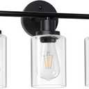 Unicozin 3 Light Bathroom Light Fixtures, Modern Vanity Lights with Milky Glass Shade, Black Wall Lamp Over Mirror for Bathroom, Living Room, Cabinet, Bedroom, E26 Base