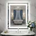 28X36 Inch LED Bathroom Mirror with Lights, Frontlit+ Backlit Bathroom Vanity Mirror for Wall, Ultra-Clear Tempered Glass, Shatter-Proof, Anti-Fog and Memory Function, ETL Listed (Frameless)