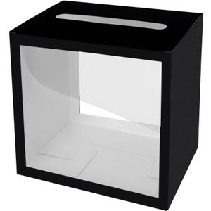 SietDESEO Black Card Box for Party with Clear Window Box for Cards Receiving for Wedding Birthday Graduation Baby Shower Decorations Raffle Ticket Box
