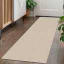 KOZYFLY Boho Runners for Hallways 2x5 ft Washable Kitchen Runner Non Slip Rubber Backed Hall Runners Cotton Entryway Runner Rugs Floor Carpet for Indoor Backdoor Bedroom Kitchen, Ivory/Khaki