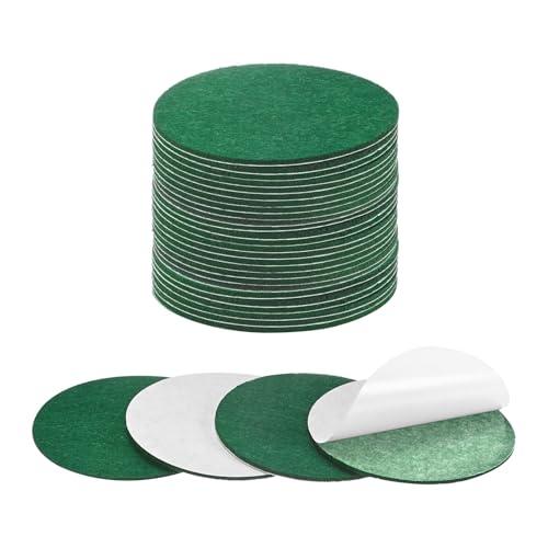 M METERXITY 30-Pack Lamp Base Felt, 3.5 Inch Dia. 2mm Thick Self Adhesive Round Fabric Felt Pads for Lamp/Furniture/DIY, Non-Slip Fiber Backed Patch Circles with Adhesive Backing [Green]