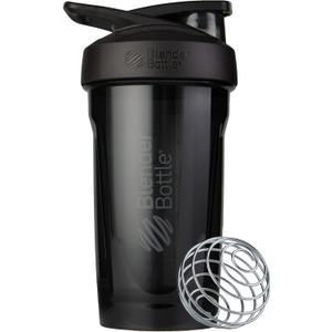 BlenderBottle Sport Shaker Bottle with Wire Whisk, 24-Ounce, Black Protein Shakes & Hydration for Athletes & Fitness Enthusiasts, Easy Mixing, Durable & Lightweight, Lockable Lid