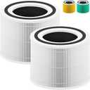 240 Replacement Filter Compatible with 240 Air Purifier, 3-in-1 High-Efficiency Filtration with Activated Carbon for Air Pollutants, Odor and Smoke, 2 Pack, White