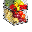 2 Pack Stackable Wire Storage Basket, Extra Large Capacity Pantry Organizer and Storage, Muti-Purpose for Fruit Vegetable Basket & Toy Bin & Snack Organizer, Size 16"L x10"W x8"H