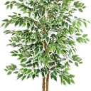 5ft Ficus Tree Artificial, Tall Fake Tree with Natural Trunk Faux Trees Indoor Silk Ficus Leaves Artificial Trees for Home Decor Indoor Summer Office Living Room Outdoor