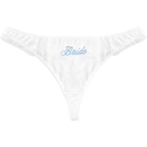 xo, Fetti White Ruffle Bride Thong, S/M/L | Embroidered Underwear, Bridesmaid Gift, Bridal Shower Lingerie, Outfit Accessory (White, L)