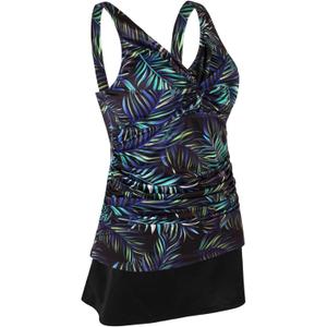 JINXUEER Women's Plus Size Swimwear Floral Tankini Set Ruched Modest Two Piece Skirt Swimsuit (Color pattern,18 Plus)