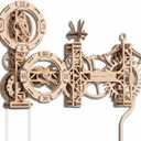 WOODEN CITY Mechanical Model Steampunk Wall Clock