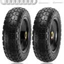 Cenipar 13" Flat-Free Tire and Wheel for 13"Garden Cart Tire Replacement with 5/8" Axle Borehole, 2.1" Offset Hub, 3.15" Wide Tires Used for Wheelbarrow Garden Cart and Trolleys, 2-Pack