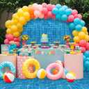 Oudain 1 Roll 1200" x 54" Pool Table Cover Summer Pool Party Tablecloth Blue Mosaic Backdrop Plastic Classroom Decor Ocean Tablecover Bulletin Board for Beach Birthday Party Decoration