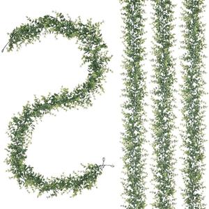 4 Pack Artificial Eucalyptus Garland, 5.5ft Faux Eucalyptus Vines with Lifelike Silver Dollar Leaves, Handmade Greenery Garland for Wedding Arch Decor, Table Runner, Home Party Backdrop