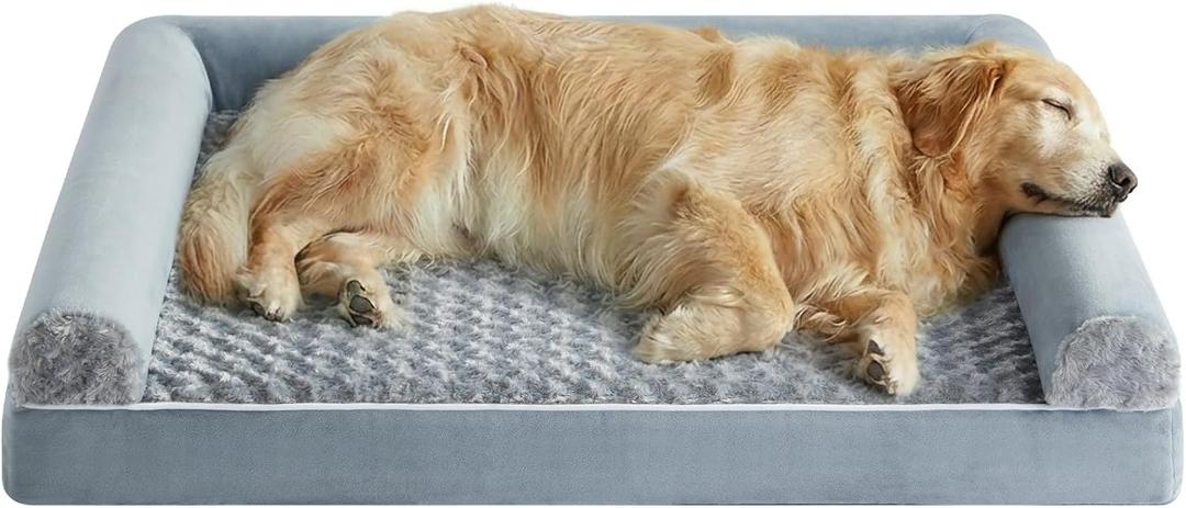 BFPETHOME Dog Beds for Large Dogs, Orthopedic Dog Bed for Medium Large Dogs,Big Waterproof Couch Pet Bed with Removable Washable Cover (42"L x 30"W x 7"Th, Grey)