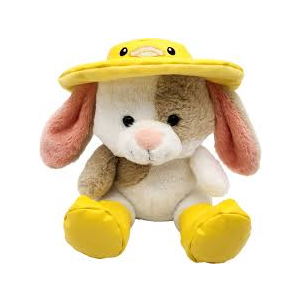 3 x Holiday home Spring Raindrop Bunny With Hat - Yellow 12in
