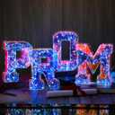 4 Pcs Iridescent Decorations Prom Letter Lights 3D Large Prom 2025 Light up Sign Marquee Prom Letters 9.8in Prom Decorations for 2025 Graduation Party Supplies