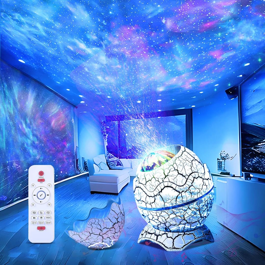Dinosaur Egg Galaxy Star Projector Starry Light with Wireless Music Player, Night Light with White Noise, Nebula,Timer & Remote Control Best Gift & Decoration for Children's and Adults' Bedroom